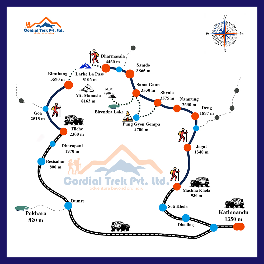 Manaslu Circuit Trek Map 2026