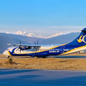 Buddha Air getting ready for takeoff for its Everest Mountain Flight.